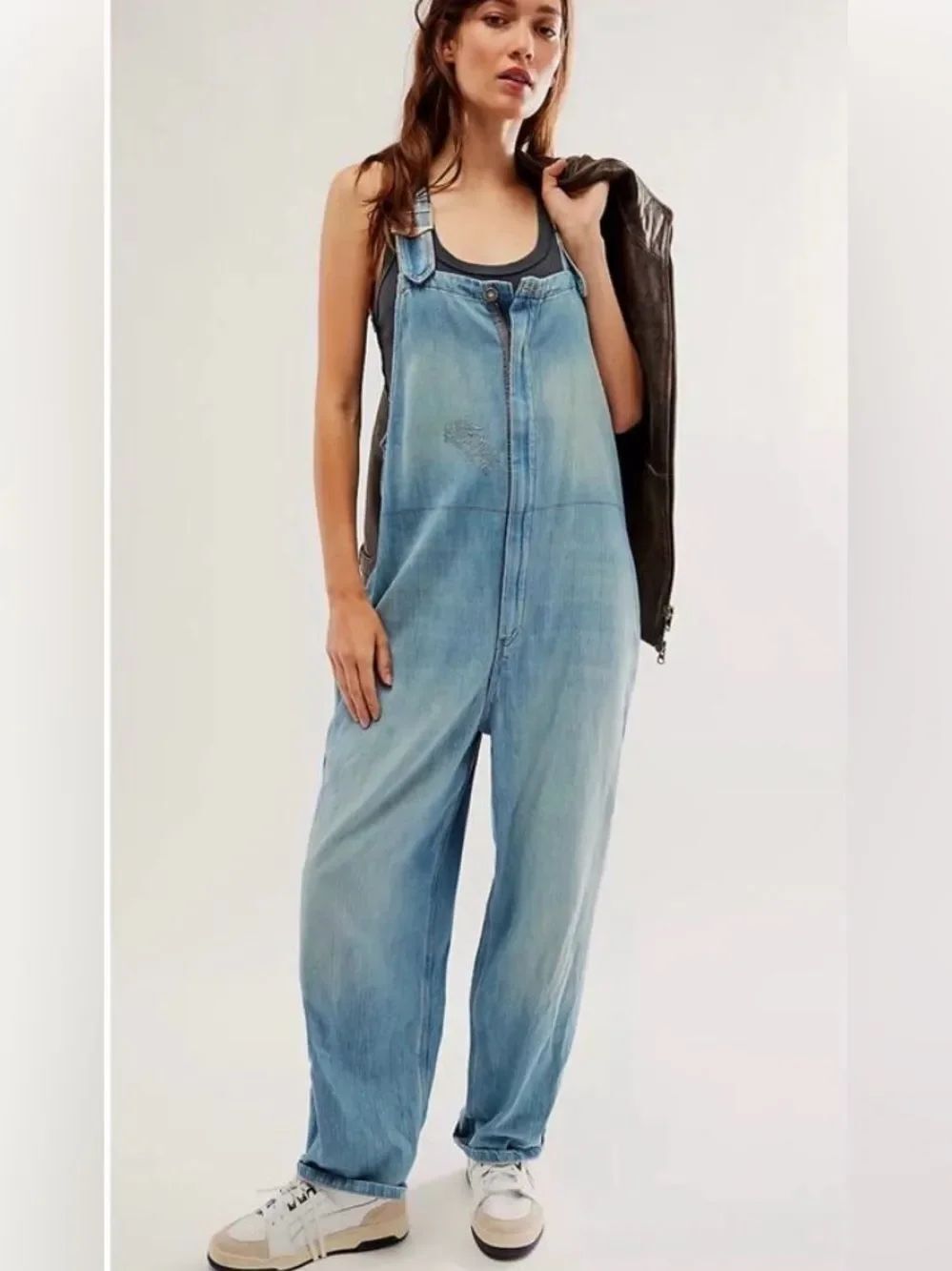💙 Free People We The Free Hunter Denim Overalls | Slouchy Wide Leg Jumpsuit NWOT